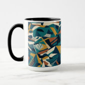 Moderne Abstracte Geometrische Kunst - Retro Teal  Mok (Links)
