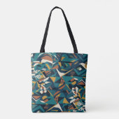 Moderne Abstracte Geometrische Kunst - Retro Teal Tote Bag (Achterkant)