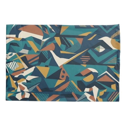 Moderne Abstracte Geometrische Kunst - Retro Turqu Kussensloop (Achterkant)