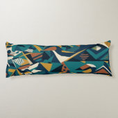 Moderne Abstracte Geometrische Kunst - Retro Turqu Lichaamskussen (Achterkant)