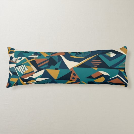 Moderne Abstracte Geometrische Kunst - Retro Turqu Lichaamskussen (Voorkant)
