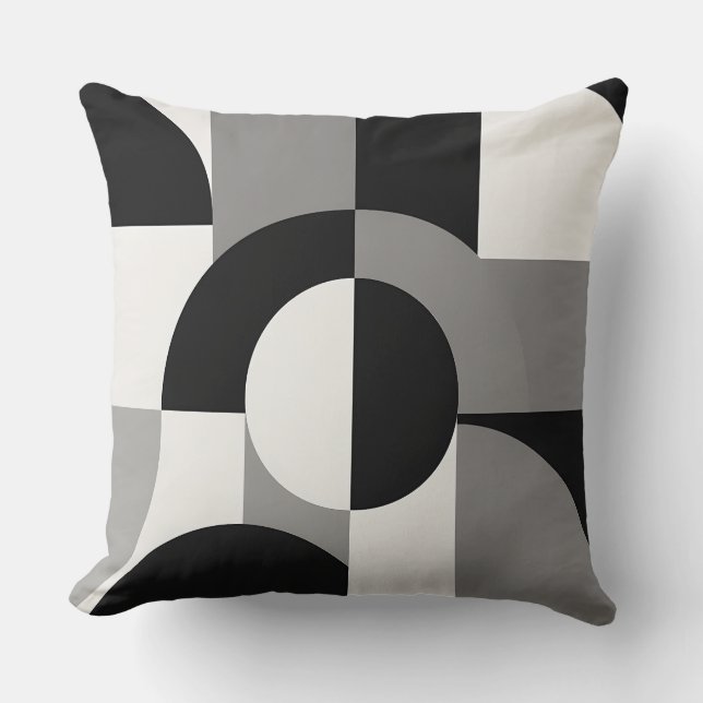 Moderne Abstracte Geometrische Kunstpatroon in Mon Kussen (Voorkant)