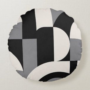 Moderne Abstracte Geometrische Kunstpatroon in Mon Rond Kussen