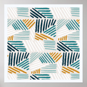Moderne Abstracte Geometrische Kwast Patroon Poster
