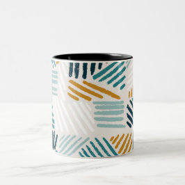 Moderne Abstracte Geometrische Kwast Patroon Tweekleurige Koffiemok