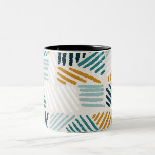 Moderne Abstracte Geometrische Kwast Patroon Tweekleurige Koffiemok