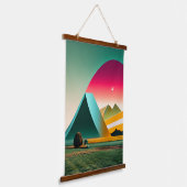 Moderne Abstracte geometrische landschapskunst lev Hangend Wandkleed (Gebogen)