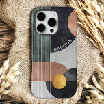Moderne Abstracte geometrische marmer Aangepaste n iPhone 16 Pro Hoesje<br><div class="desc">De moderne Abstracte Geometric Marble Custom Name iPhone 16 Pro-Hoesje rozen zijn voorzien van geometrische vormen van zwart, goudgoud en gouden waterverf op een grijsmarmeren achtergrond met strepen en uw persoonlijke naam in een hedendaags wit script. Personaliseer door de tekst in het bijgeleverde tekstvak te bewerken. Ontworpen door ©Evco Studio...</div>