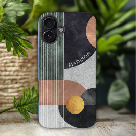 Moderne Abstracte Geometrische Marmeren Aangepaste iPhone 16 Plus Hoesje