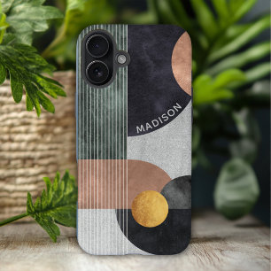 Moderne Abstracte Geometrische Marmeren Aangepaste iPhone 16 Plus Hoesje