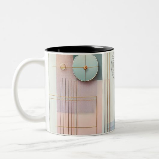 Moderne Abstracte geometrische Mok met pastelontwe (Links)