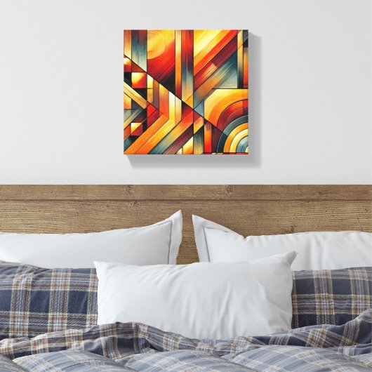 Moderne Abstracte geometrische muurkunst - gedurfd Canvas Afdruk (Insitu (Slaapkamer))