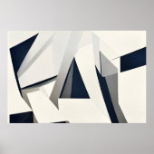 Moderne Abstracte Geometrische Navy en Wit Poster (Voorkant)