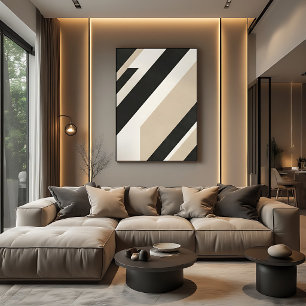 Moderne Abstracte Geometrische Neutrale Lagen Canvas Afdruk