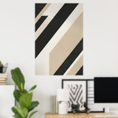 Moderne Abstracte Geometrische Neutrale Lagen Poster (Thuiskantoor)