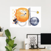 Moderne Abstracte geometrische ontwerpvormen lijne Poster (Thuiskantoor)