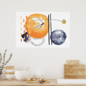 Moderne Abstracte geometrische ontwerpvormen lijne Poster (Keuken)