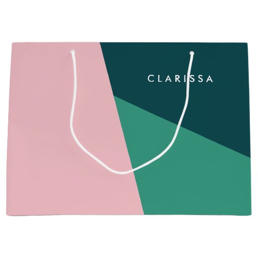 Moderne abstracte geometrische pastelroze & groen groot cadeauzakje (Voorkant)