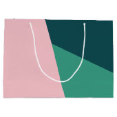 Moderne abstracte geometrische pastelroze & groen groot cadeauzakje (Achterkant)