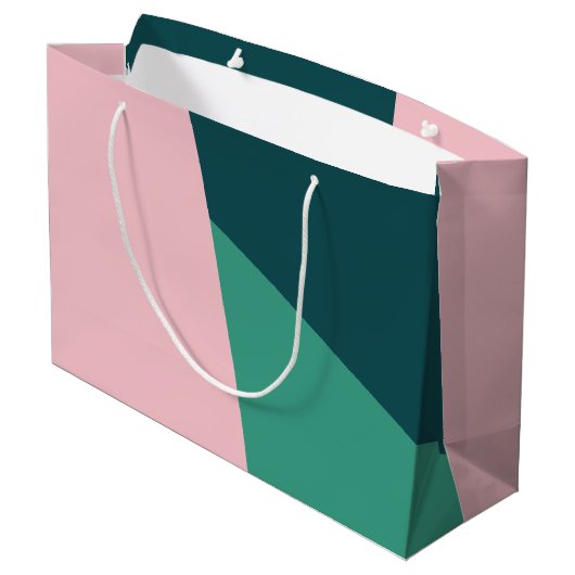 Moderne abstracte geometrische pastelroze & groen groot cadeauzakje (Achterkant Gekanteld)