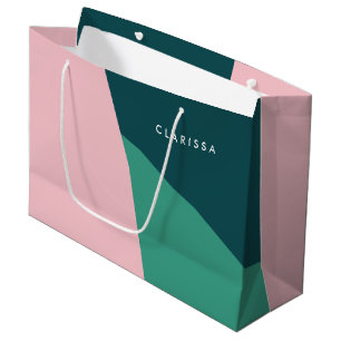 Moderne abstracte geometrische pastelroze & groen groot cadeauzakje