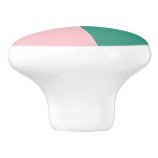 Moderne abstracte geometrische pastelroze & groen keramische knop (Zijkant)