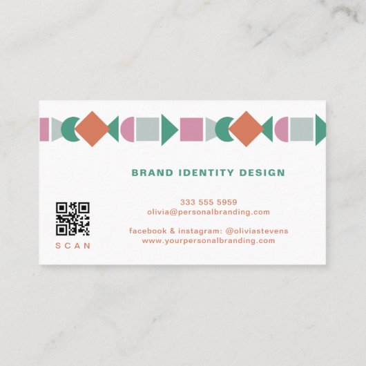 Moderne abstracte geometrische QR-code kleurrijk Visitekaartje (Achterkant)