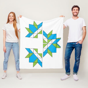 Moderne Abstracte Geometrische Quilt Mozaïek Blauw Fleece Deken