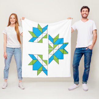 Moderne Abstracte Geometrische Quilt Mozaïek Blauw Fleece Deken
