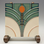 Moderne Abstracte geometrische symmetrie uit het m Tegeltje<br><div class="desc">Deze exquise middeleeuwse keramische tegel is een liefdevolle eerbetoon aan de aloude Arts and Crafts beweging. Het is vakkundig vervaardigd in onze werkplaats in Barcelona en heeft abstracte symmetrische vormen en imiteert de fascinerende allure van middeleeuwse tegels voor faux relief. De symmetrische design weerspiegelen een harmonieuze balans, de ideale uiting...</div>