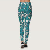 Moderne Abstracte Geometrische Teal Gebroken Glas Leggings (Achterkant)