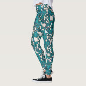 Moderne Abstracte Geometrische Teal Gebroken Glas Leggings (Links)