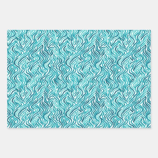 Moderne Abstracte geometrische turquoise Waterverf Inpakpapier Vel (Voorkant)