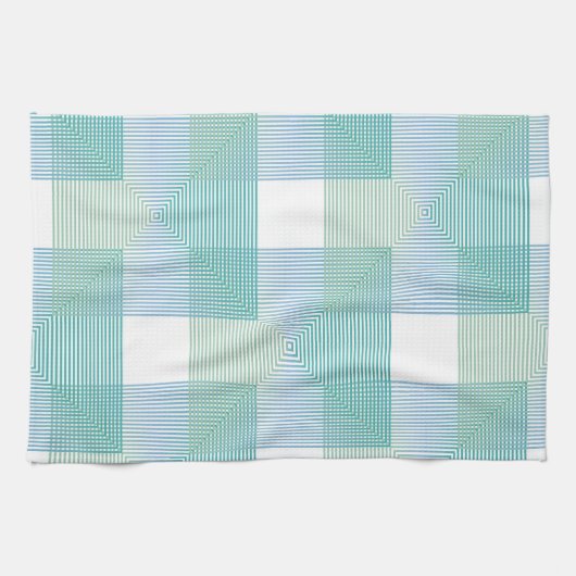 Moderne Abstracte geometrische vierkanten Patroon  Theedoek (Horizontaal)