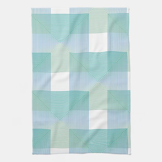 Moderne Abstracte geometrische vierkanten Patroon  Theedoek (Verticaal)