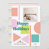 Moderne, abstracte geometrische vormen blozen, bla feestdagenkaart (Voorkant / Achterkant)