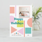 Moderne, abstracte geometrische vormen blozen, bla feestdagenkaart (Staand voorkant)