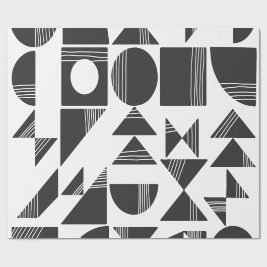 Moderne Abstracte geometrische vormen | Zwart-wit Cadeaupapier (Vlak)