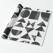 Moderne Abstracte geometrische vormen | Zwart-wit Cadeaupapier (Uitgerold)