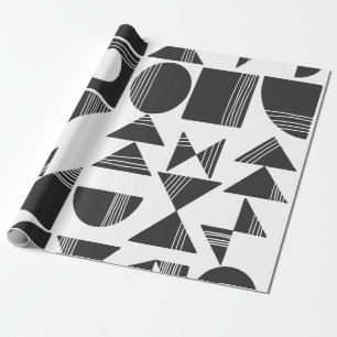 Moderne Abstracte geometrische vormen   Zwart-wit Cadeaupapier