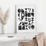 Moderne Abstracte geometrische vormen | Zwart-wit Poster<br><div class="desc">Dit moderne minimalistische patroon in tijdloze zwart-wit kenmerkt abstracte geometrische vormen met organische lijnen die door elk motief stromen.</div>