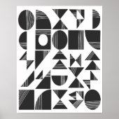 Moderne Abstracte geometrische vormen | Zwart-wit Poster (Voorkant)