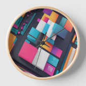 "Moderne Abstracte geometrische wandklok - Vibrant (Voorkant)
