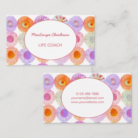 Moderne Abstracte geometrische Waterverf Circles B Visitekaartje (Voorkant / Achterkant)