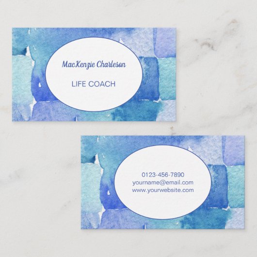 Moderne Abstracte geometrische Waterverf Patroonbl Visitekaartje (Voorkant / Achterkant)