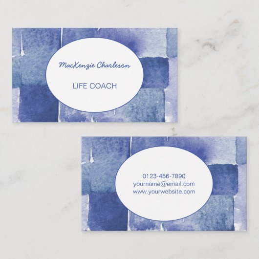 Moderne Abstracte geometrische Waterverf Patroonbl Visitekaartje (Voorkant / Achterkant)