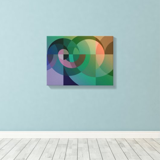 Moderne Abstracte geometrische Zee zonsondergang G Canvas Afdruk (Insitu (Houten vloer))