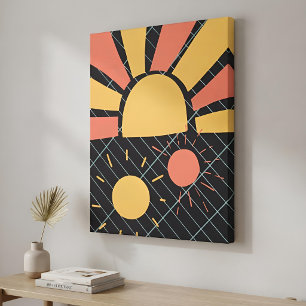 Moderne Abstracte Geometrische Zon Vibrant Minimal Canvas Afdruk