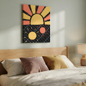 Moderne Abstracte Geometrische Zon Vibrant Minimal Canvas Afdruk