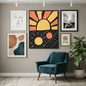 Moderne Abstracte Geometrische Zon Vibrant Minimal Canvas Afdruk